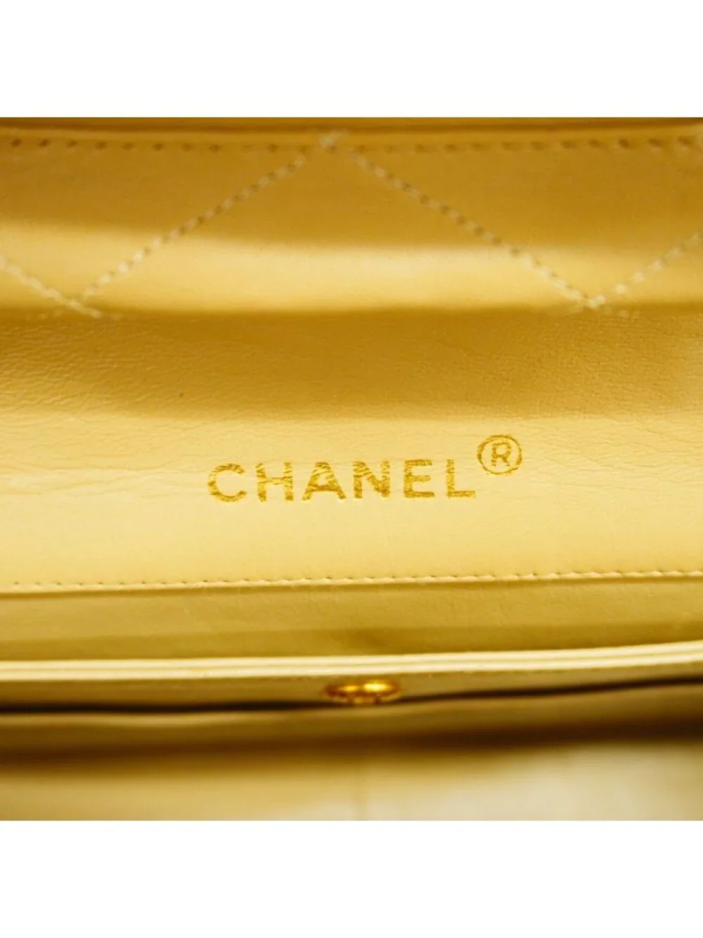 Chanel Shoulder Bag Quilted Lambskin Beige Gold